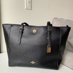 Coach Black Leather Tote Bag
